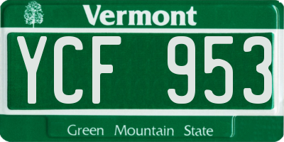 VT license plate YCF953