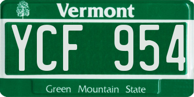 VT license plate YCF954