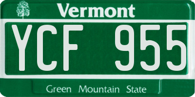 VT license plate YCF955