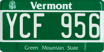VT license plate YCF956