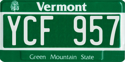 VT license plate YCF957