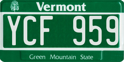 VT license plate YCF959