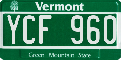 VT license plate YCF960