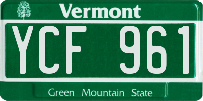 VT license plate YCF961