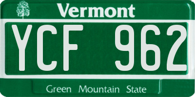 VT license plate YCF962