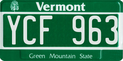 VT license plate YCF963