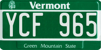 VT license plate YCF965