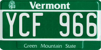 VT license plate YCF966
