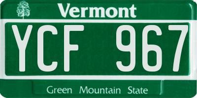 VT license plate YCF967
