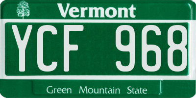 VT license plate YCF968