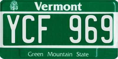 VT license plate YCF969
