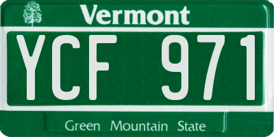 VT license plate YCF971