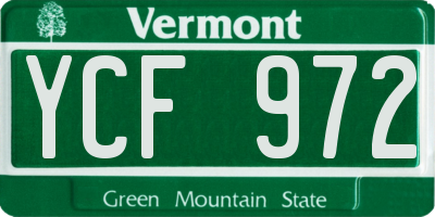 VT license plate YCF972