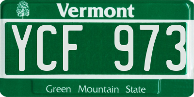 VT license plate YCF973