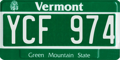 VT license plate YCF974