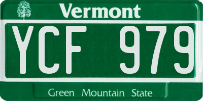 VT license plate YCF979