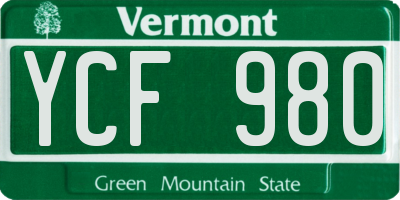 VT license plate YCF980