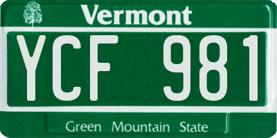 VT license plate YCF981
