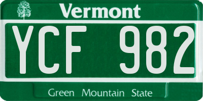 VT license plate YCF982