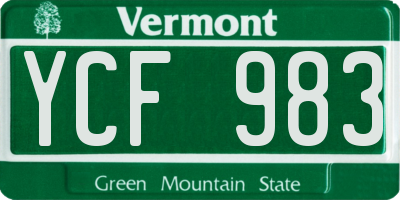 VT license plate YCF983