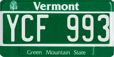 VT license plate YCF993