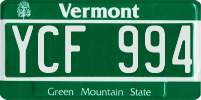 VT license plate YCF994