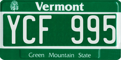 VT license plate YCF995