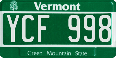 VT license plate YCF998