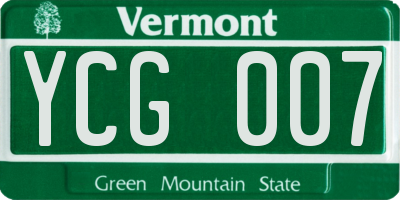 VT license plate YCG007