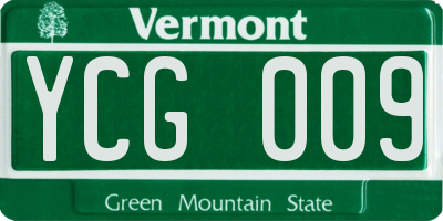 VT license plate YCG009