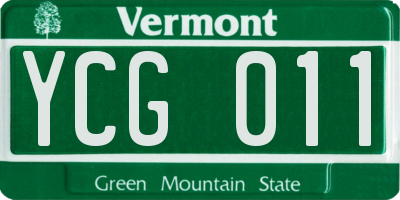 VT license plate YCG011