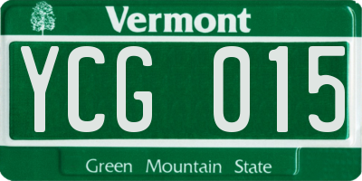 VT license plate YCG015