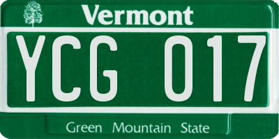 VT license plate YCG017