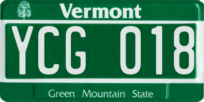 VT license plate YCG018