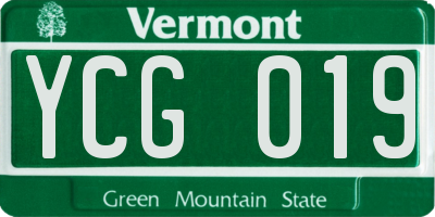 VT license plate YCG019