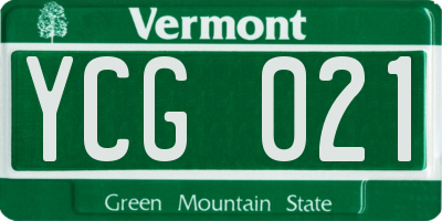 VT license plate YCG021