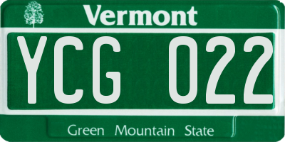 VT license plate YCG022