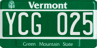 VT license plate YCG025