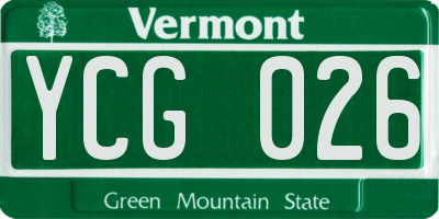 VT license plate YCG026
