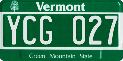 VT license plate YCG027
