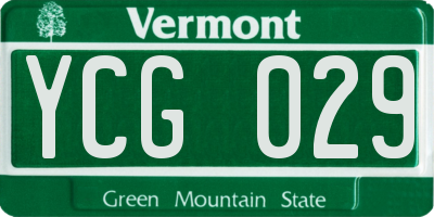 VT license plate YCG029