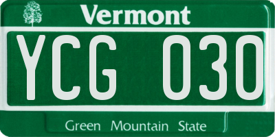 VT license plate YCG030
