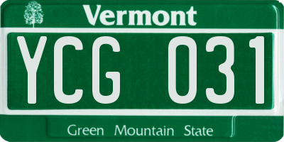 VT license plate YCG031
