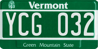 VT license plate YCG032