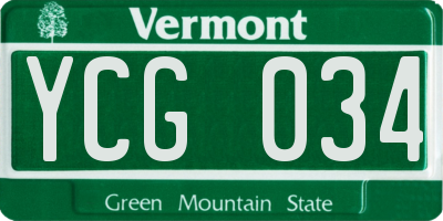 VT license plate YCG034