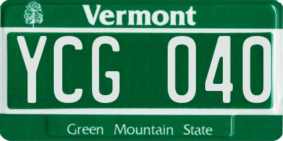 VT license plate YCG040