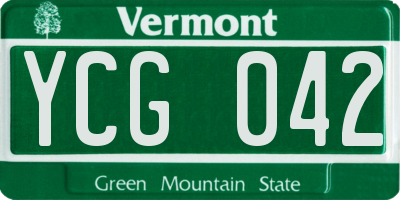 VT license plate YCG042