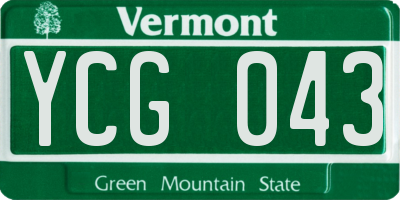 VT license plate YCG043