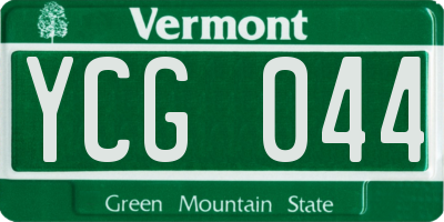 VT license plate YCG044