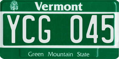 VT license plate YCG045